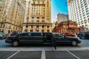 Luxury limousine open door for prepare service vip
