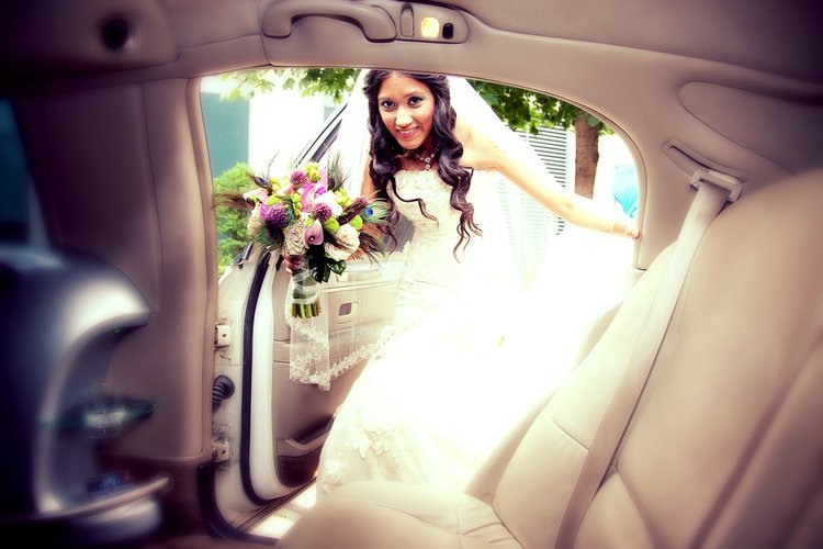 Bride Entering Limo